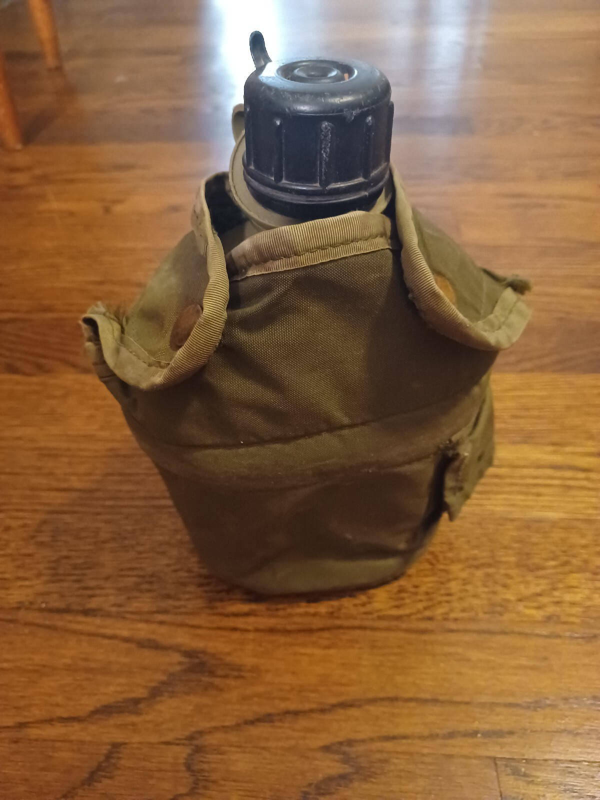 Vintage US Army Military Metal Aluminum Water Canteen With Cup and