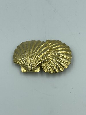Sea Shell Brass Belt Buckle Vintage Vintage Hand Made Solid Brass Cast Sea Shell Design Belt  main image 2