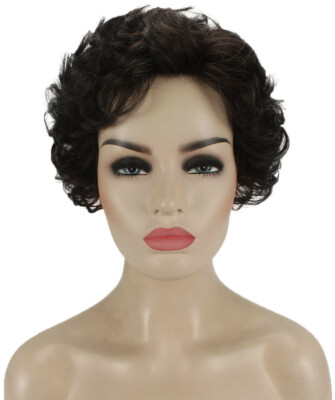 Monroe - Curly Kanekalon Synthetic Fiber Full Wig, 4 - 4.5 in, Off Black