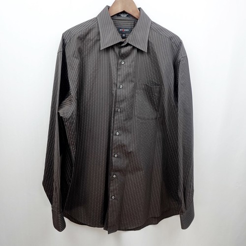 Axcess Dress Shirt Size XL Brown Pinstripe Academia Minimalist Office Y2K Euro