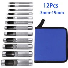 12Pcs Hollow Punch Set Cut Holes In Leather Plastic Rubber Gasket Vinyl Paper
