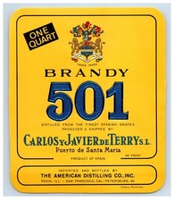 1950s-70s Brandy 501 Spanish Liquor Label Ori...