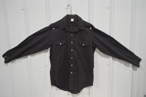 Vintage Malco Modes Western Shirt Size 16 1/2 X 35 Black Pearl Snap Rockabilly - Picture 2 of 5