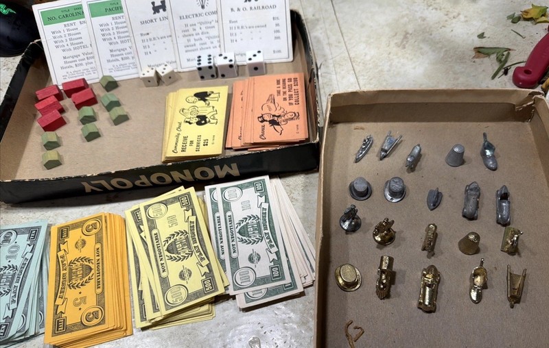 Vintage 1954 Monopoly Parker Brothers Popular Edition Parts Lot Incomplete
