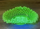 New ListingVINTAGE FENTON GREEN URANIUM HOBNAIL DISH ASHTRAY CANDY COIN RUFFLE CRIMPED