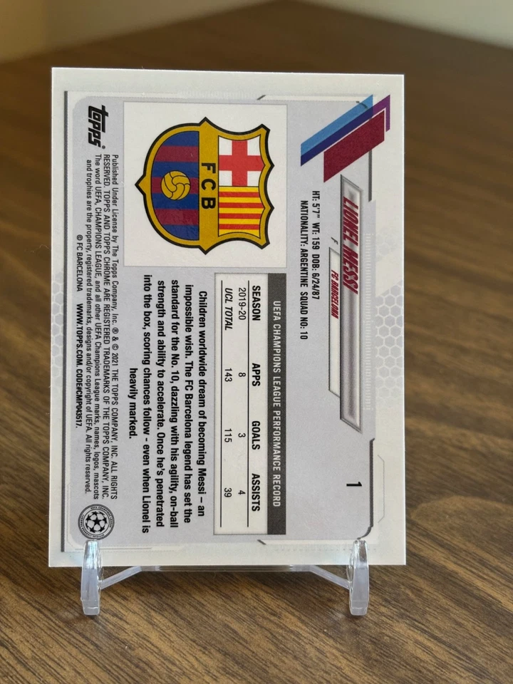 Lionel Messi 2020 2021 2020-21 Topps Chrome UEFA UCL #1 SP Image Variation - Image 2 of 2
