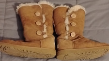 UGG Bailey Button Mid-Calf Boots Brown Suede Women's US 4 EU 34