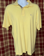 Burberry London Men's M yellow polo shirt 1/4 button nova check flaws