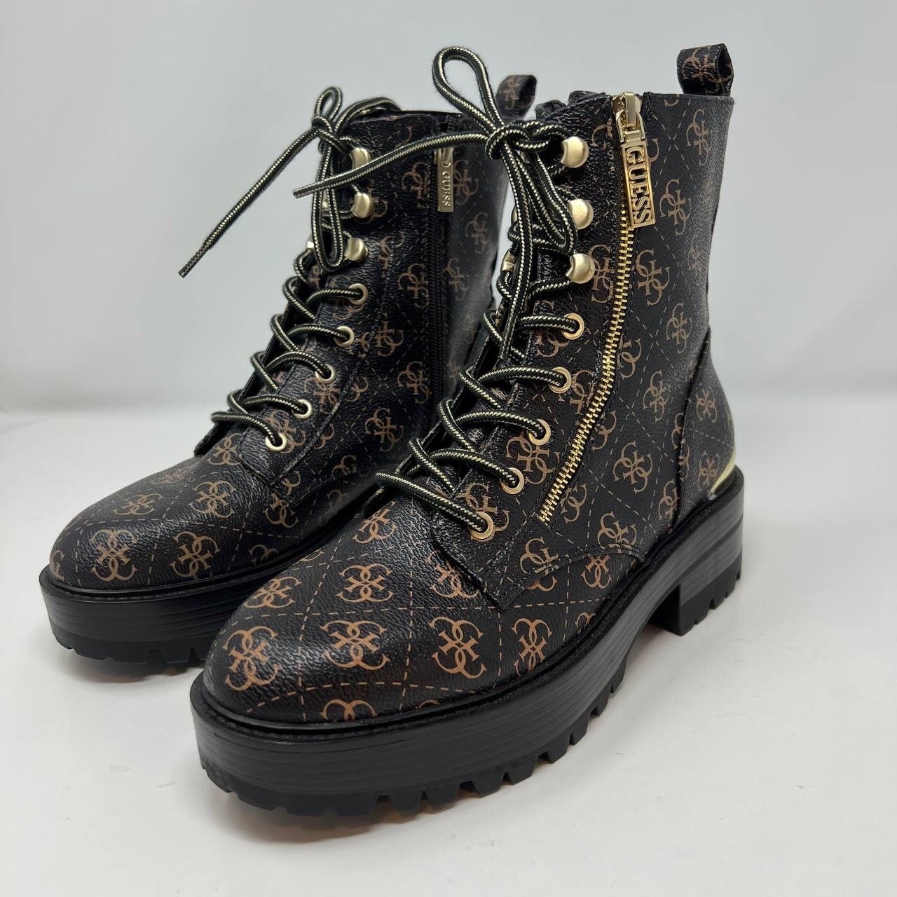 SAOLA Stivali da combattimento Guess donna GW Fearne taglia 9 5 nero e oro suola grossa