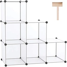 C&AHOME Cube Storage Organizer, 6-Cube Shelves 6 cubes, Translucent White 