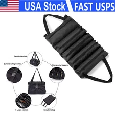 Multi-Purpose Tool Roll Up Bag 5 Pocket Wrench Pouch Canvas Hanging Organizer