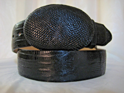 HANDMADE LOS ALTOS GENUINE AUTHENTIC BLACK LIZARD TEJU WESTERN COWBOY BELT 