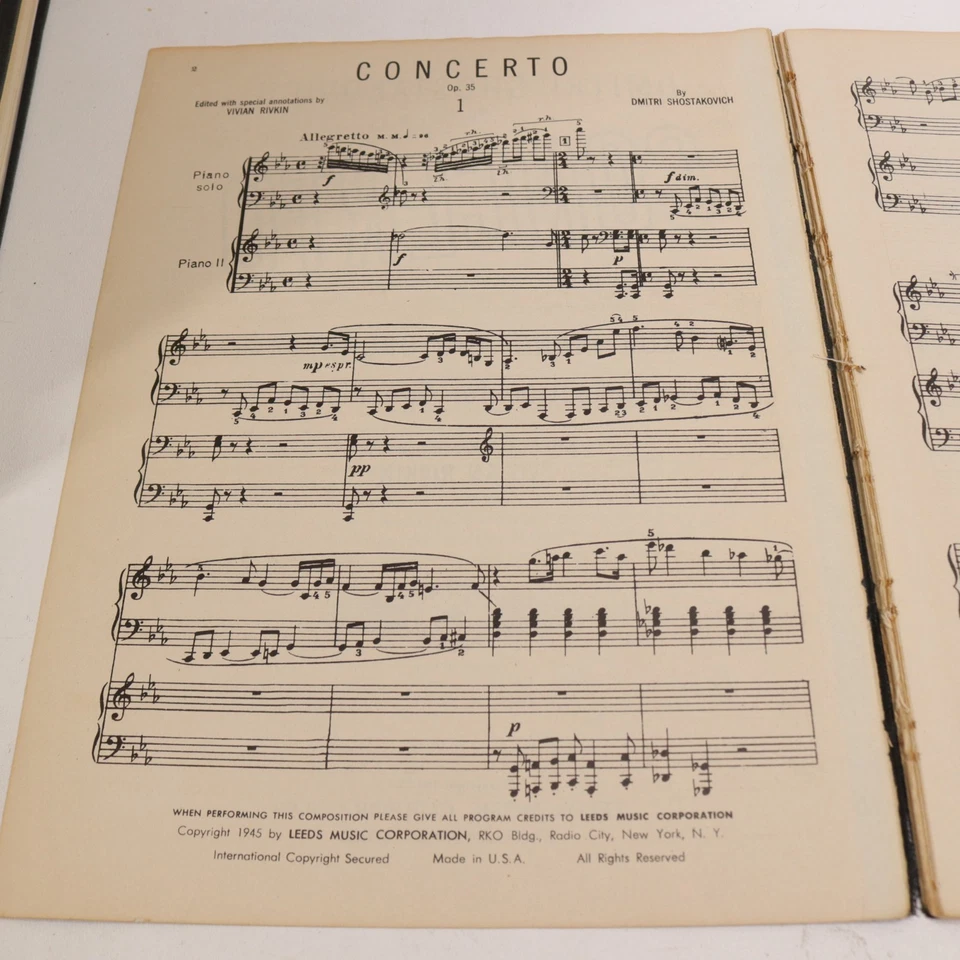 Shostakovich Concierto 2 Pianos Orquesta Partituras Reducción 1945 Leeds Foto 3 de 4