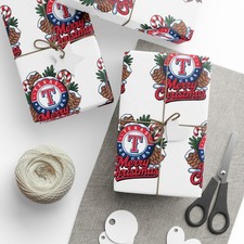 Texas Rangers Baseball Wrapping Paper Gift Wrap Birthday Holiday Fan Christmas