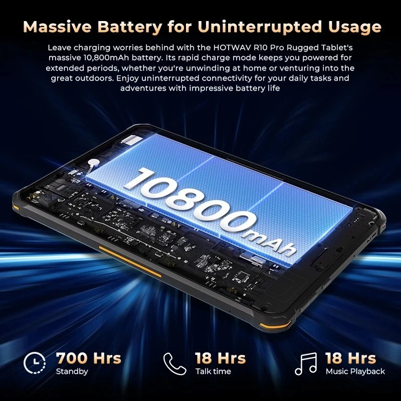 HOTWAV R10 Pro Robust Tablet 20GB+256GB 10800mAh Android 14 Pad 13MP+5MP Kamera - Bild 4 von 4