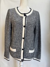 Gap Womens Sz M Cardigan Thick Knit Button Front Long Sleeve Float Jacquard Navy