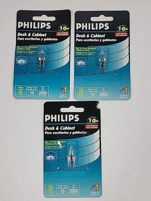 Philips G4 Base T3 Halogen Bulb 10 Watt, 12 Volt, 3 Packages Desk & Cabinet