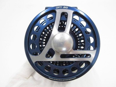 LOOP Opti Big Fly Reel Navy Left Hand Retrieve Smooth Drag Used Excellent