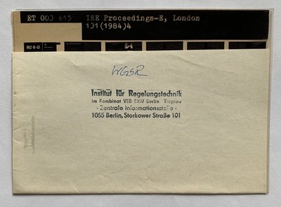 Mikrofilm IEE Proceedings E London 131 1984 4 Mikrofiche DDR VEB EAW Berlin