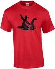Big Foot Riding Loch Ness Monster - Funny T-Shirt