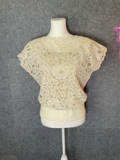 Tesoro Vintage Cream Embroidered Eyelet Lace Blouse | Floral Cut-Out  Size 8