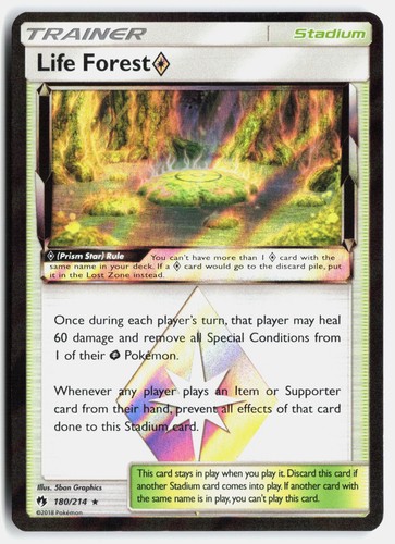 Life Forest Prism Star Holo Prism Rare SM - Lost Thunder 180/214 Free Shipping