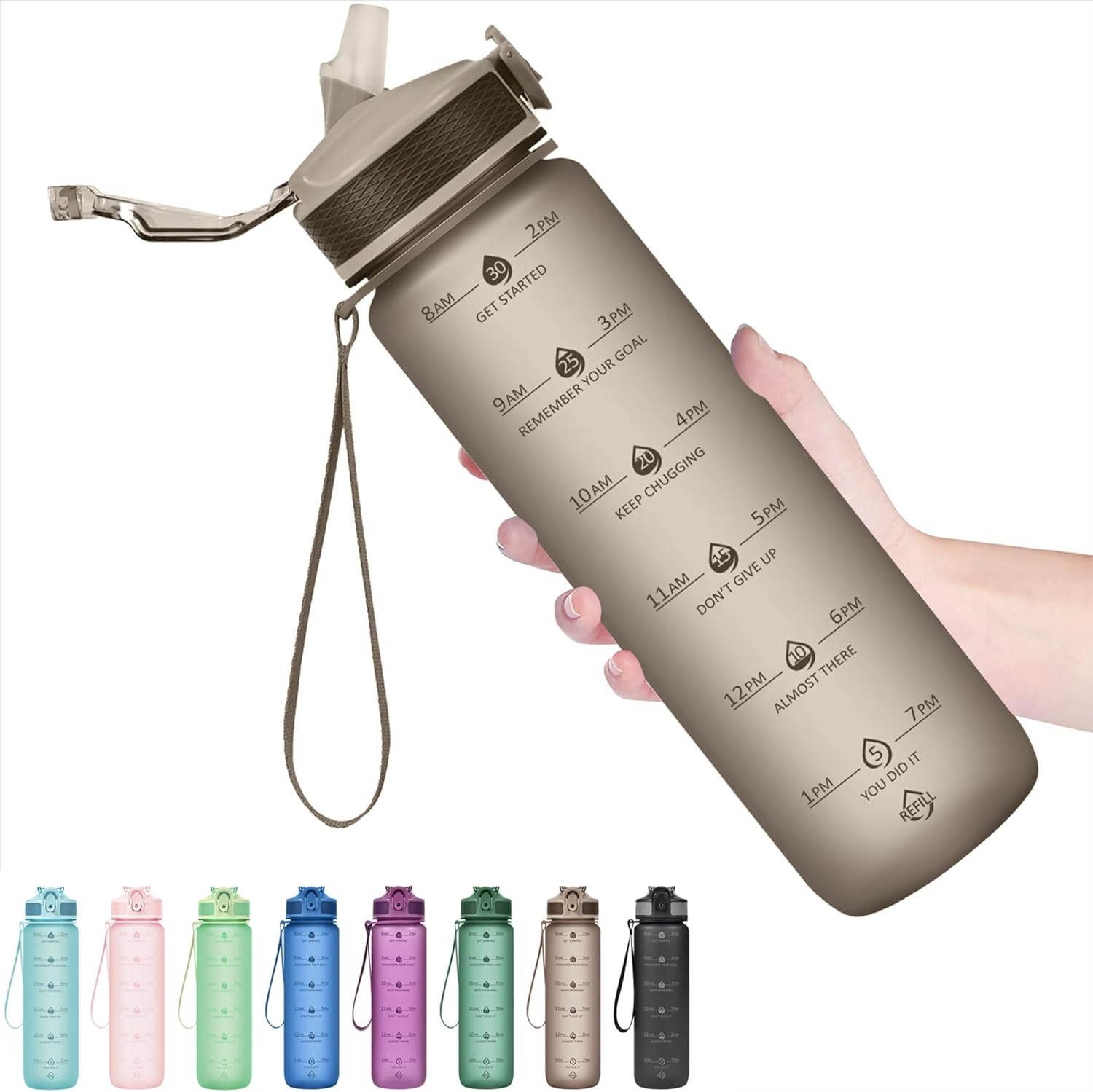 With Straw - Stay Motivated And Hydrated With Convenient Tim