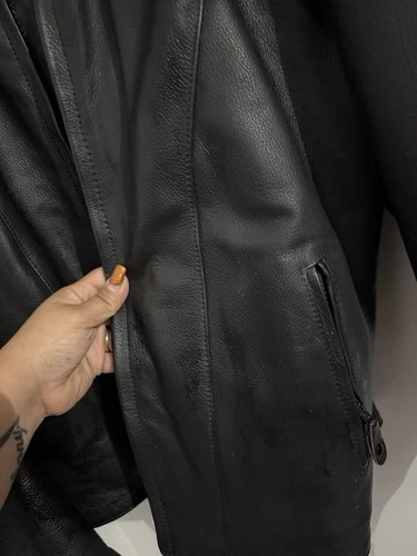 River Road Men's 44 Black Leather Motorcycle Biker Jacket Quilted Lined Lace Up image 2