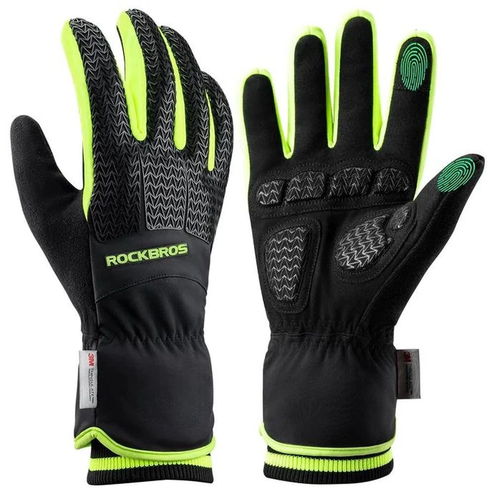 Rockbros Unisex Winter Windproof Thermal Touchscreen Cycling Gloves In Large