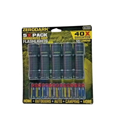 Flashlights zerodark Rubber Grip flashlight 5 Pack - Batteries Included