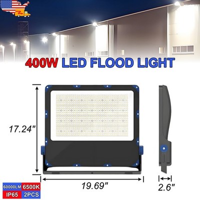 2 Pack 400W Stadium Led Flood Lights 60000Lms 150LM/W IP65 Stadium Outdoor Light