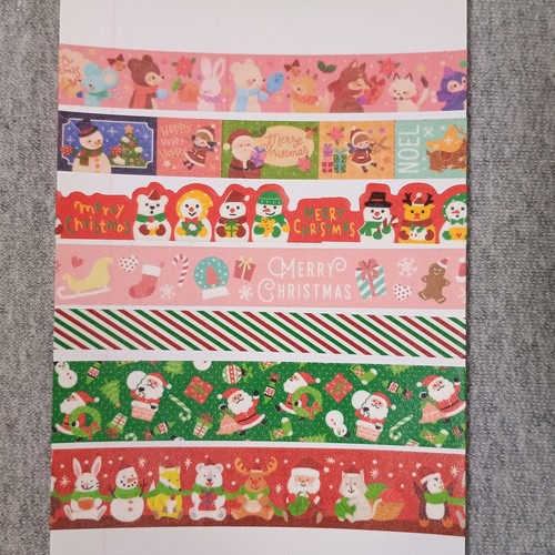 Lot Of 7 Christmas Holiday Washi Tape Rolls Santa Snowman Animals - Picture 2 of 4