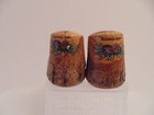 Vintage Set of Wooden Souviner Columbus Nebr. Pine Cone Salt & Pepper Shakers — photo 1