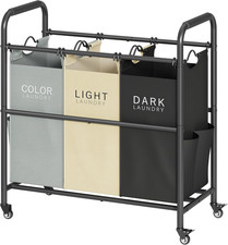 3 Bag Laundry Sorter Cart, Laundry Hamper Sorter Basket with Heavy Duty