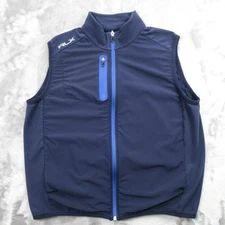 RLX Ralph Lauren Vest Mens Large Navy Blue Full Zip Golf Softshell Fleece Lined