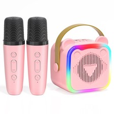 Mini Karaoke Machine for ,Portable Bluetooth Speaker with 2 Microphones,Music...