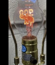 Vintage Aerolux Light Bulb GOP Elephant Republican Party Glows Orange Works