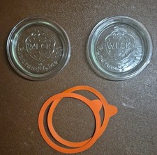 WECK Rundrand-Glas 100 Canning Jar Glass Lids (2) 4” With Gaskets- Set of 2