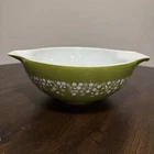 Vintage Pyrex Large Mixing Bowl Green Spring Blossom Crazy Daisy 4 Qt