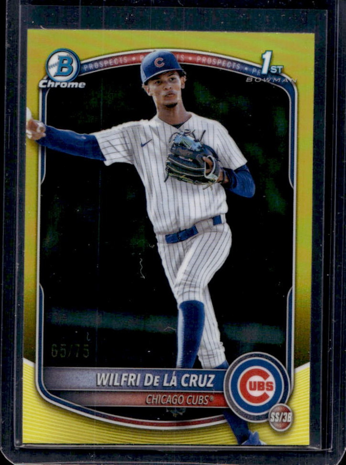 2025 Bowman Chrome Wilfri De La Cruz Yellow Refractor 1st #65/75 Cubs