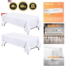 WEALUXE White Table Cloths for 6 Foot Rectangle Tables, 2-Pack, 60x102 inches...