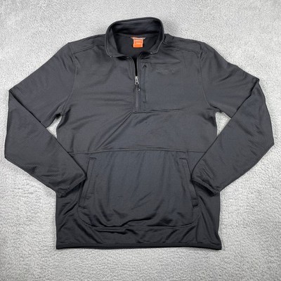 Merrell 1/4 Zip Pullover Fleece Jacket Mens Medium Gray Textured Grid Sweater