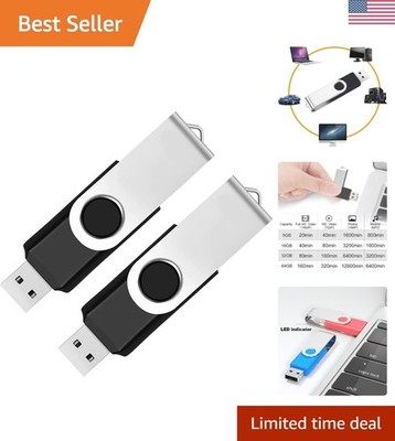 2 Pack 64GB USB Flash Drive USB 2.0 Thumb Drives Jump Drive Fold Storage Memo...