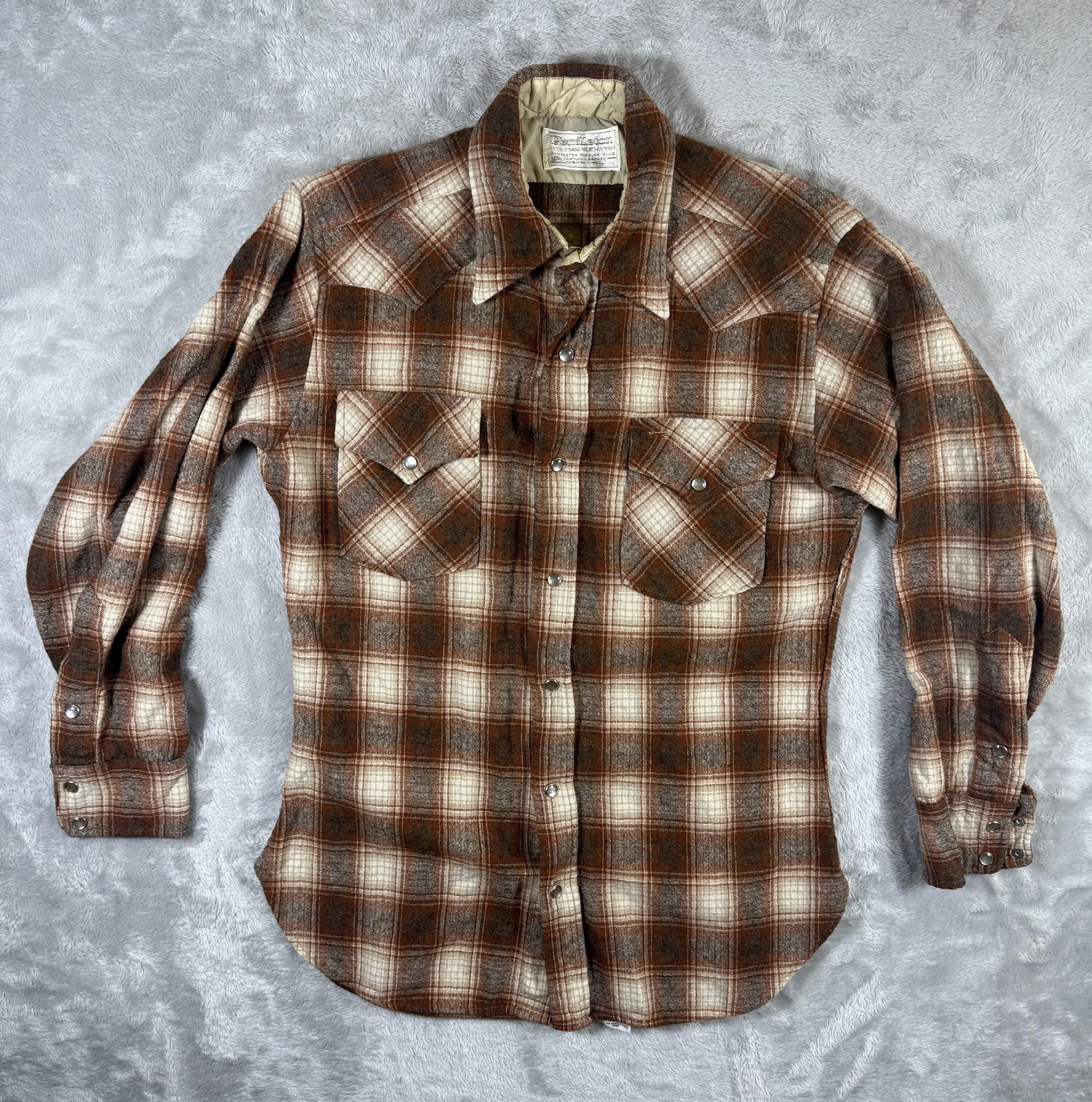 Vintage Pendleton Jacket Mens Medium Brown Plaid … - image 1
