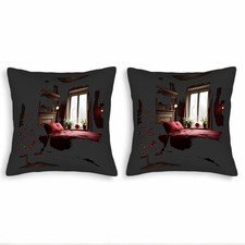 Set of 2 18x18in Throw Pillow Covers - Cozy Red Floral Pattern Cushion Cases