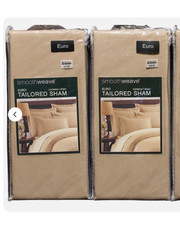 NEW Smooth Weave Euro Tailored TWO Shams 26" X 26" Mocha