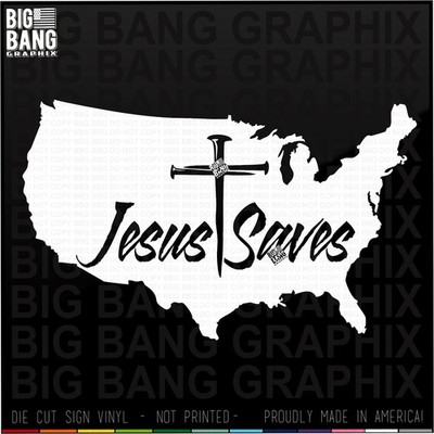 Jesus Saves Vinyl Decal Sticker USA Map I Love America Car Truck Window Die Cut