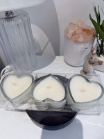 Habitat Set Of 3 Heart Votive Glass Candles White Romantic Love Hearts New Boxed