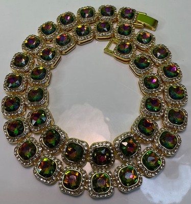 New Multi Color CZ Necklace 18 Inches Cubic Zirconia  Chain Unisex Colorful