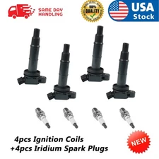 4 Ignition Coil+Spark Plug Pack For 2001-2009 Toyota Camry rav4 2.4L UF333 OEM